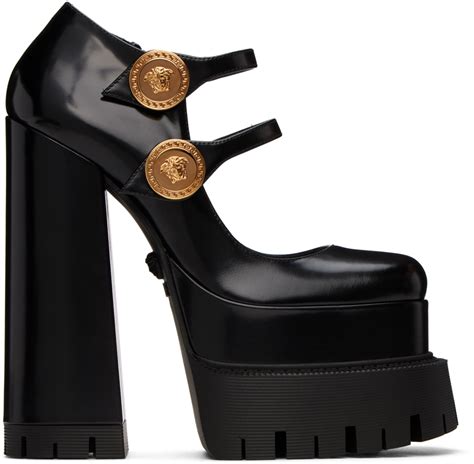 versace black platform heels|versace platform heels price.